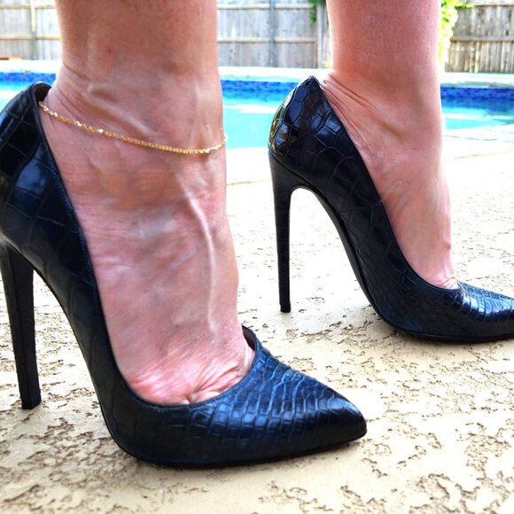 Tom Ford Black Croc-Embossed Heels - Picture 1 of 8